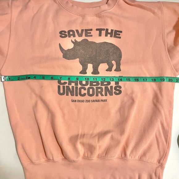 Vintage San Diego Zoo Safari Park Pullover Sweatshirt Size S Pink Rhinoceros - Picture 11 of 12
